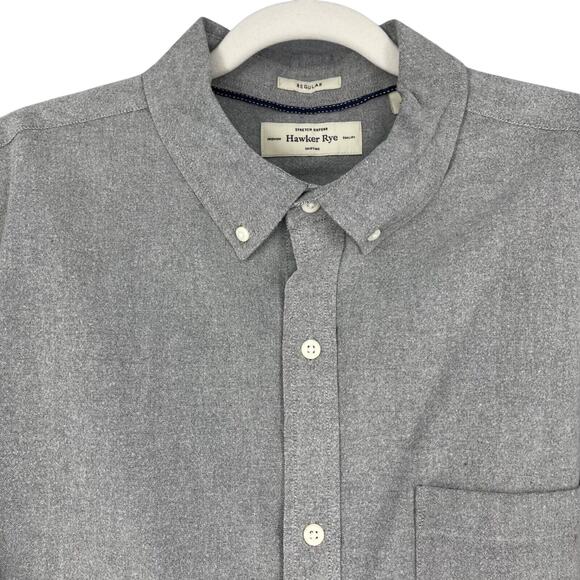 Hawker Rye Shirt Mens XL Heather Gray Cotton Stretch Oxford Button Down - Picture 1 of 9